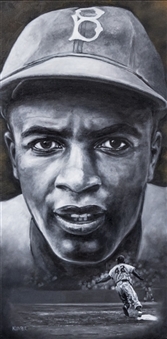 Jackie Robinson Original Oil Painting By Artist Mike Kuyper